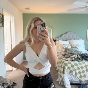 Princess Polly white Sleeveless Crop Tank Top